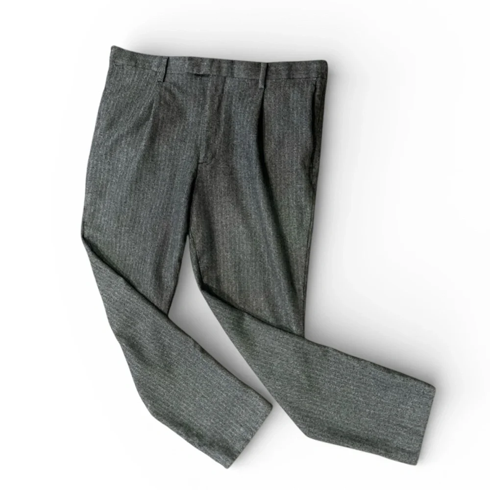 Banana Republic Men's Slim Fit Marzotto SUPER 110's Gray Herringbone Wool 34x30